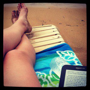 beach chair and book