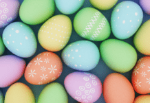 Painted pastel Easter eggs