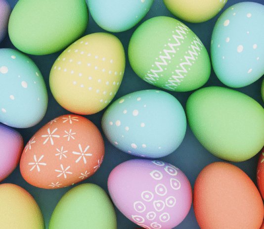 Painted pastel Easter eggs